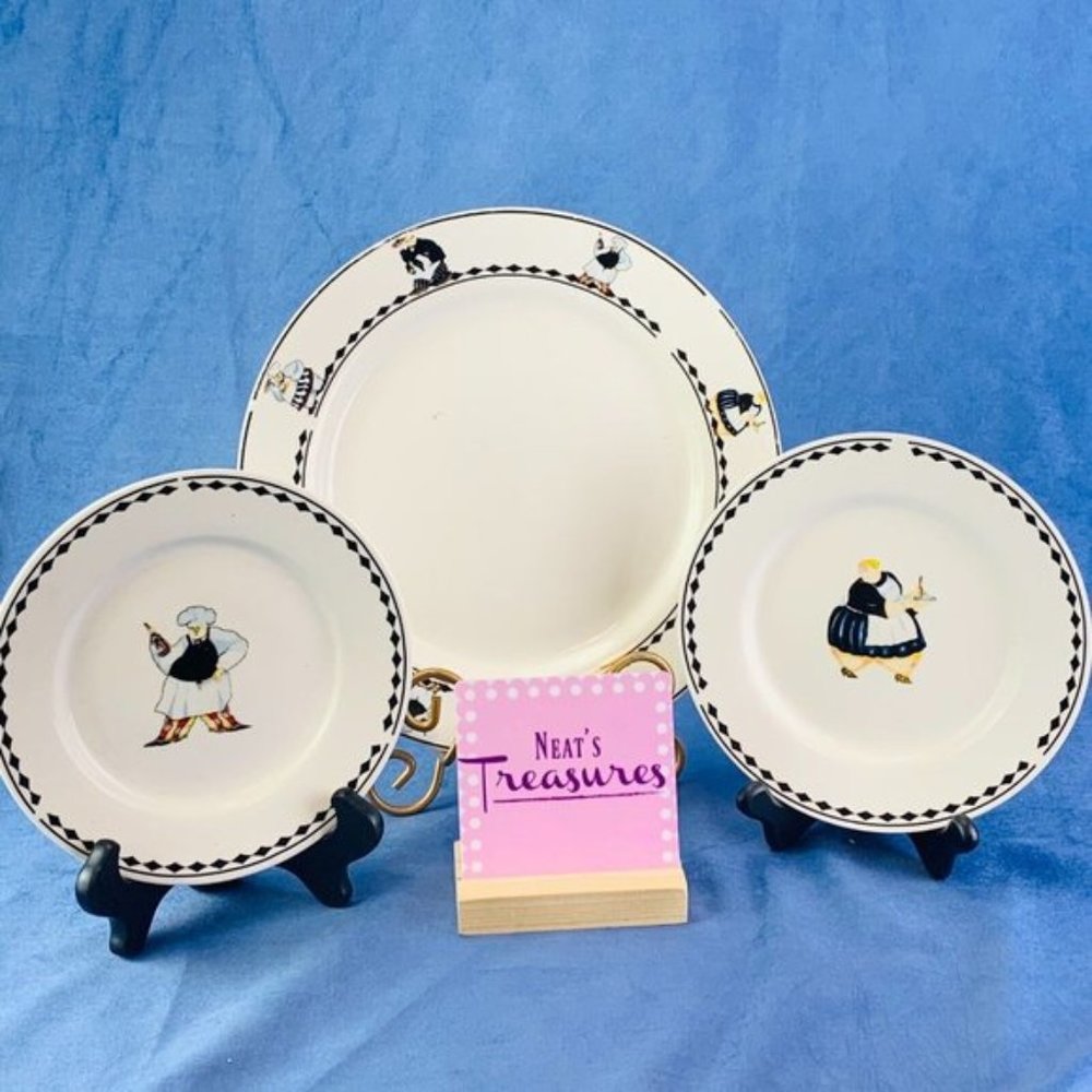 Majesticware Oneida Jennifer Garant TABLE FOR TWO Chefs Dinner Salad Plate Set 3